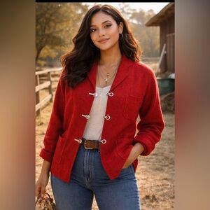 *Vintage Cambridge Classics, wool cardigan sweater with metal closures, pockets